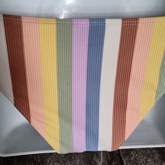 Fun Xhilaration Two Piece Swim Suit Bikini Color Block Ribbed Striped Size Small - Picture 9 of 12